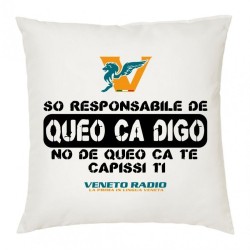 cuscino 40x40 scritta logo veneto radio so responsabile de queo ca digo