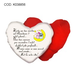 cuscino bianco rosso forma cuore scritta poesia AMORE san valentino innamorati