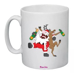 tazza 8x10 ceramica disegno babbo natale e renna regalo idea festa natale