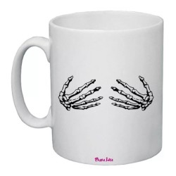 tazza 8x10 ceramica disegno halloween mani scheletro regalo uomo donna