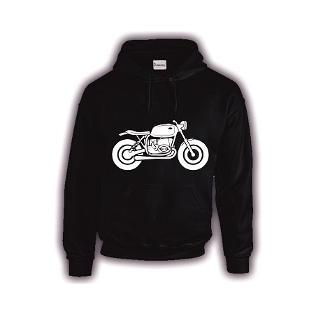 felpa caldo cotone cappuccio disegno moto