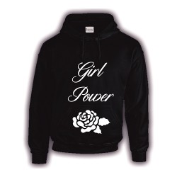 felpa caldo cotone cappuccio scritta girl power