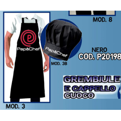 Grembiule e cappello cuoco nero