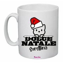 tazza 8x10 ceramica scritta dolce natale sorellina buon natale regalo festa