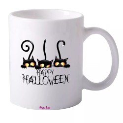 tazza 8x10 ceramica scritta happy halloween gatto nero idea regalo uomo donna