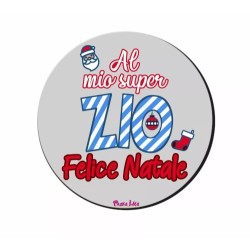 mouse pad tappetino pc rotondo scritta al mio super zio felice natale regalo