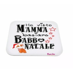 mouse pad tappetino pc scritta ho visto mamma baciare babbo natale regalo