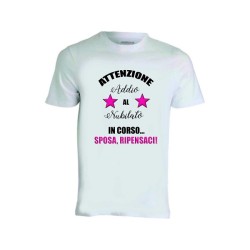 t-shirt bianca donna scritta addio nubilato in corso sposa ripensaci party