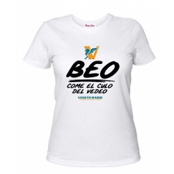 t-shirt bianca donna scritta veneto radio beo come el culo del vedeo