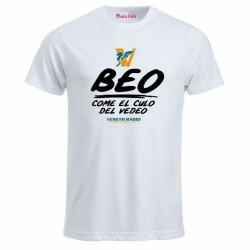 t-shirt bianca uomo scritta veneto radio beo come el culo del vedeo