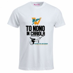 t-shirt bianca uomo scritta veneto radio to nono in cariola