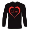 t-shirt cotone manica lunga con scritta like