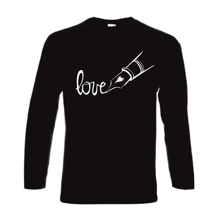 t-shirt cotone manica lunga con scritta love