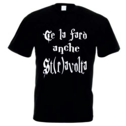 T-shirt in cotone con frase ce la faro' anche stravolta