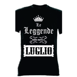 t-shirt m/c frase spiritosa .Le leggende sono nate a luglio. TAGLIE ASSORTITE S-M-L-XL-XXL