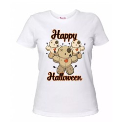 t-shirt maglia bianca donna con scritta happy halloween idea regalo