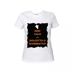 t-shirt maglia bianca donna scritta keep calm dolcetto e scherzetto halloween