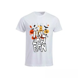 t-shirt maglia bianca uomo scritta halloween disegno zucca idea regalo