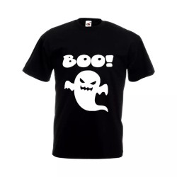 t-shirt maglia nera donna uomo disegno fantasma boo