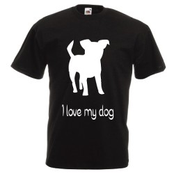 t-shirt manica corta con scritta i love my dog