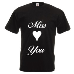 t-shirt manica corta con scritta miss you