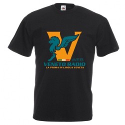 t-shirt nera scritta logo veneto radio gadget