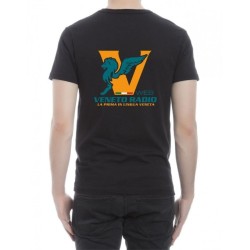 t-shirt nera scritta sul retro logo veneto radio gadget