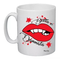 tazza mug 8x10 cm con scritta bella e dannata bocca rossa idea regalo