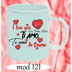 Tazza mug san valentino ti amo in tutte le lingue del mondo cm 10x8