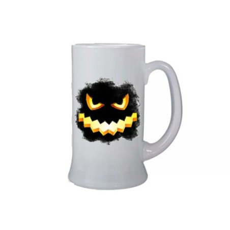 Boccale birra bicchiere 0,5 ml con disegno zucca nera halloween idea regalo