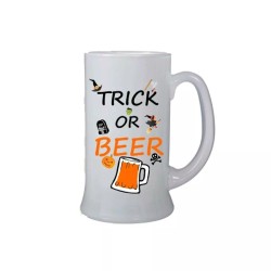 Boccale birra bicchiere 0,5 ml con scritta trick or beer halloween