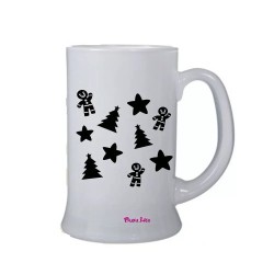 Boccale birra bicchiere con disegno albero stelle idea regalo natale