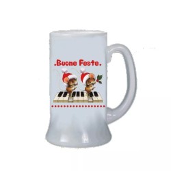 Boccale birra bicchiere con scritta buone feste regalo di natale uomo donna