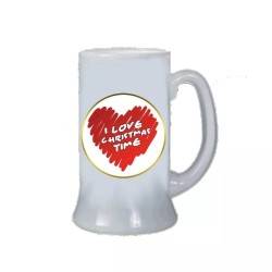 Boccale birra bicchiere con scritta i love christmas regalo di natale uomo donna