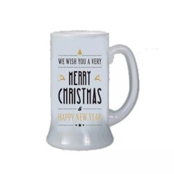 Boccale birra bicchiere scritta merry christmas happy new year regalo uomo donna