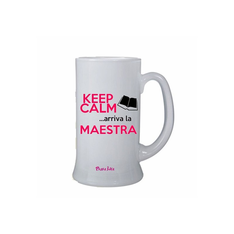 Boccale con scritta Keep Calm ...arriva la maestra ml.500