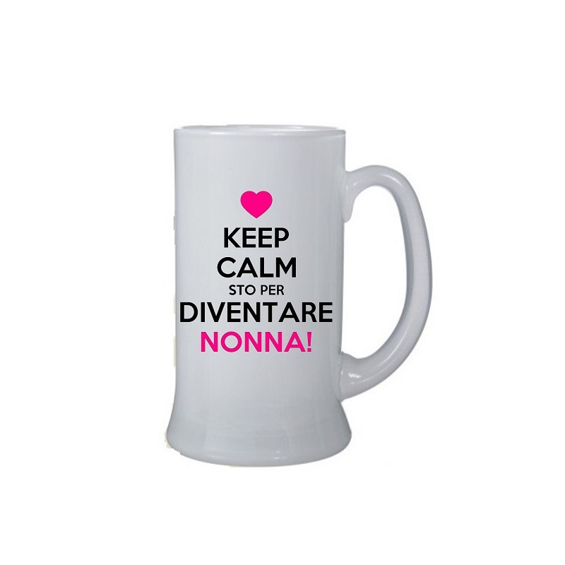 boccale in vetro keep calm sto per divetare nonna cl 500