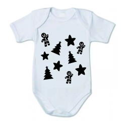 body bianco cotone bambino bambina disegno stelle albero idea regalo natale