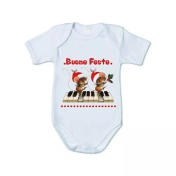 body bianco cotone bambino bambina scritta buone feste idea regalo natale