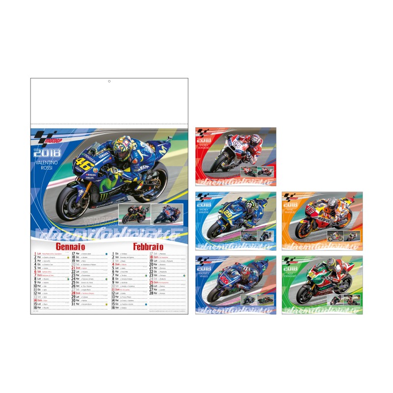 Calendario moto gp  carta pattinata lucida 6 pagine  cm 33x50 spazio per personalizzazione33,2x9,8