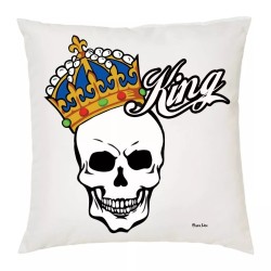 cuscino 40 x 40 con disegno teschio e scritta king idea regalo