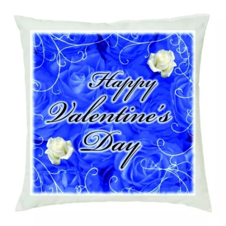 cuscino 40 x 40 con scritta happy valentine's day idea regalo amore rose bianche