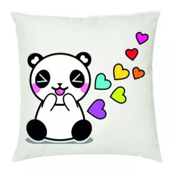 cuscino 40 x 40 disegno panda cuori colorati idea regalo amore