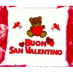 cuscino 40 x 40 scritta buon san valentino cuore cuori regalo orsetto angioletti