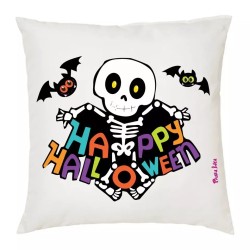 cuscino 40 x 40 scritta happy halloween scheletro idea regalo uomo donna