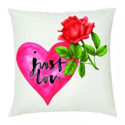 cuscino 40 x 40 scritta just love idea regalo amore cuore rosa