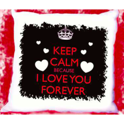 cuscino 40 x 40 scritta keep calm because i love you forever SAN VALENTINO amore